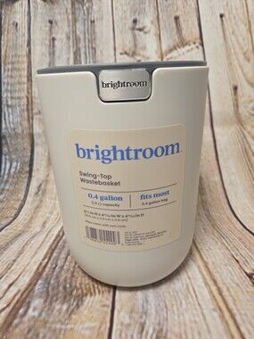 Brightroom Swing Top Wastebasket 0.4 Gallon NEW White